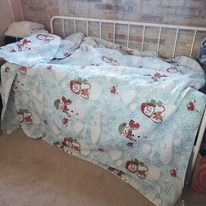 ☃️ Snowman Blanket & Shams Set - EUC